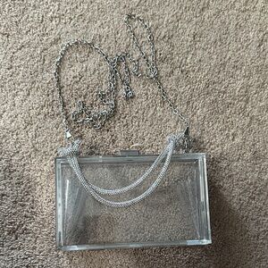 Elegant Clear Clutch with Silver Chain